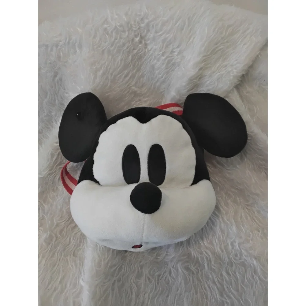 Disney Mickey Mouse Plush Head Mini Backpack Red White Striped Straps Kids
